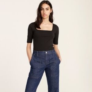 J. Crew Squareneck Perfect Fit Tee (Black) XXS